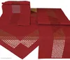 A red table runner with a cut-out pattern is displayed on a white background. Produktbild-Vorschau