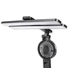 A close-up shot of a black desk lamp with two LED light bars and a small fan attached. Náhľad obrázku produktu