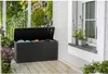 A black storage box on a wooden porch next to a window. Náhľad obrázku produktu