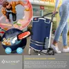 A collage of images showing a shopping trolley in use and its features, with a supermarket in the background. Produktbild-Vorschau