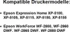A list of compatible printer models for ink cartridges. Produktbild-Vorschau