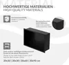 A product information collage showcasing a black shower niche made of powder-coated stainless steel, highlighting its features like corrosion resistance and available sizes. Podgląd zdjęcia produktu