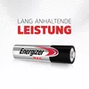 A single Energizer MAX battery is shown against a white and gray background with text advertising its performance. Anteprima dell’immagine prodotto