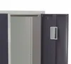 A close-up view of an open metal locker, showing the interior and one of the doors ajar. Produktbild-Vorschau