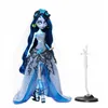 A doll dressed as a bride, standing next to a doll stand. Produktbild-Vorschau