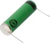 A single green battery with silver and black accents, lying on a white background. Produktbild-Vorschau