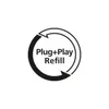 A circular graphic with arrows indicating a refill process, containing the text 'Plug+Play Refill'. Anteprima dell’immagine prodotto