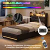 Lit tapissée INONEFT 90x200 cm avec LED et USB, lit simple, Voir les images du produit 4