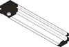 An isometric view of a mechanical door closer component, likely an opening damper, attached to a metal track. Produktbild-Vorschau