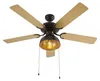DeckenventilaTor Schwarz mit Beige 130cm mit Zugkordel Produktbild-Vorschau 6