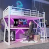 Lit mezzanine 90x200 cm avec éclairage LED, bureau, Voir les images du produit 4