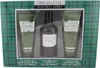 Grey Flannel Duftset von Geoffrey Beene mit drei Pflegeprodukten in einer stilvollen Box mit grünem Karomuster und transparenter Sichtfolie Produktbild-Vorschau