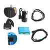 A collection of electronic components for a stepper motor system, including a motor, driver, and cables, arranged on a white background. Náhled obrázku produktu