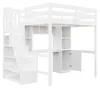 Lit mezzanine 140 x 200 cm avec escalier, blanc | Lit Voir les images du produit 9