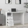 A white desk with drawers and a laptop on it, in a room setting. Produktbild-Vorschau