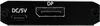 A close-up view of the ports and labels on a black electronic device. Produktbild-Vorschau
