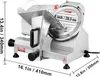 A commercial meat slicer with dimensions indicated. Podgląd zdjęcia produktu
