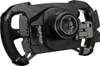 A black racing steering wheel with a central hub and a bearing mechanism is shown against a white background. Produktbild-Vorschau