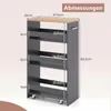 COSTWAY Vozík do výklenku, šírka 25 cm, 4 poschodia, úzky Náhľad obrázku produktu 3
