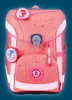 A coral-colored school backpack with a sea-themed pattern and decorations. Produktbild-Vorschau