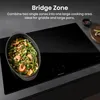 A black induction cooktop with a pot of food on it, with marketing text overlay. Náhľad obrázku produktu