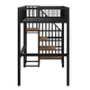 A black metal loft bed with wooden steps and shelves against a white background. Anteprima dell’immagine prodotto