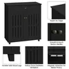 A black shoe cabinet with multiple close-up views highlighting its features. Produktbild-Vorschau