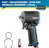 A black and blue HAZET impact wrench with accessories on a white background. Produktbild-Vorschau