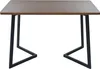 A rectangular dining table with a brown wood-effect top and black metal legs, presented against a white background. Podgląd zdjęcia produktu