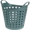 A teal plastic laundry basket with a perforated design and handles. Náhled obrázku produktu