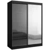 Kleiderschrank zum Schlafzimmer für Kleidung mit Spiegel, Höhe: 200cm, Breite: 150 cm, Schwarz Produktbild-Vorschau