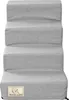 A four-step pet stair made of gray fabric, shown from the front. Náhled obrázku produktu