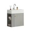 A bathroom vanity with a sink and faucet, against a white background. Podgląd zdjęcia produktu