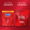 A comparison of two Durex condom packaging designs, labeled 'Old Design' and 'New Design'. Podgląd zdjęcia produktu