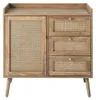 CALICOSY - Commode 1 porte 3 tiroirs avec façades en rotin Voir les images du produit 1