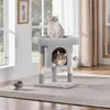 Two cats are on a cat tree in a room with windows and curtains. Podgląd zdjęcia produktu