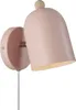 A pink wall lamp with a wooden accent. Voir les images du produit