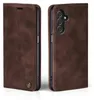 Two views of a brown leather flip phone case for a Samsung Galaxy A15 / A15 5G. Produktbild-Vorschau