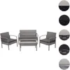 A poly-rattan furniture set including two chairs, a loveseat, and a bench, displayed on a white background. Produktbild-Vorschau