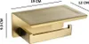 A gold-colored toilet paper holder with a shelf, shown against a white background with dimensions indicated. Anteprima dell’immagine prodotto