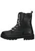 A black lace-up boot is shown from the side against a white background. Voir les images du produit
