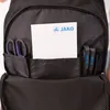 Close-up view of the interior of a black backpack, showing various items organized in pockets. Produktbild-Vorschau