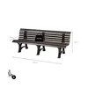 A brown park bench with dimensions and weight capacity indicated. Produktbild-Vorschau