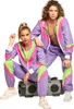 A man and a woman posing in retro-style tracksuits with a boombox. Produktbild-Vorschau