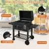 COSTWAY houtskoolgrill, grillwagen met deksel, wielen, 2 Productafbeelding-voorbeeld 7