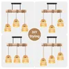 Holz Pendelleuchte 3-flammig Rattan, Boho Hängelampe für Produktbild-Vorschau 8