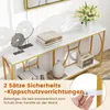 A console table with decorative items and text overlay. Produktbild-Vorschau