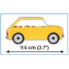 A yellow toy car is shown from the side, with a measurement scale below it. Náhled obrázku produktu