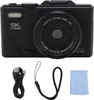 A black digital camera with accessories laid out below it. Voir les images du produit