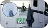 A close-up view of an RV exterior showing a hook holding a towel and a dustpan attached to the side. Produktbild-Vorschau